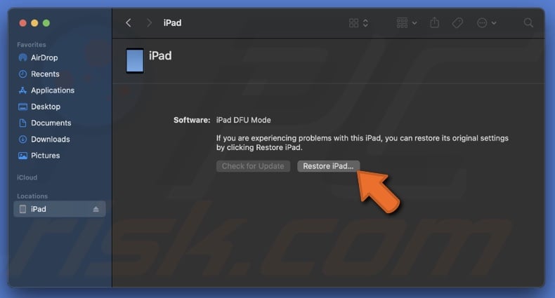 Restore iPad in DFU mode