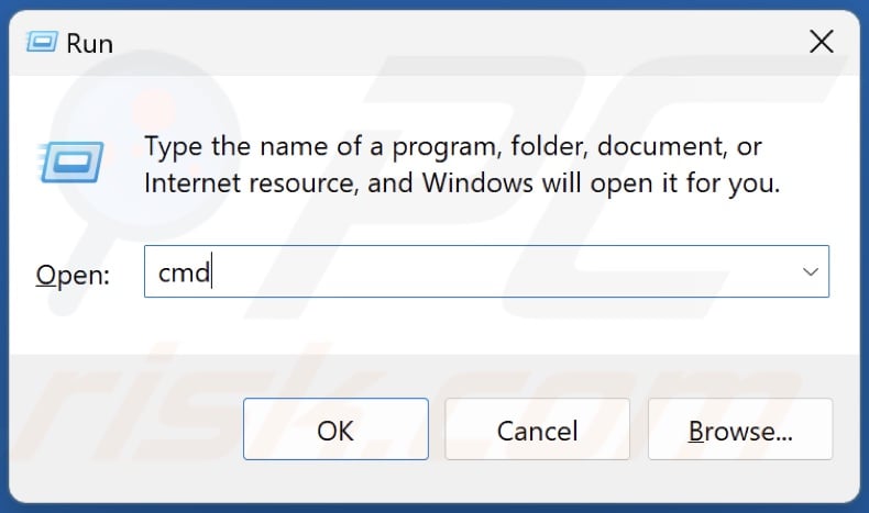 Type CMD in ther Run dialog and hold down Ctrl+Shift+Enter keys to open Command Prompt as an administrator