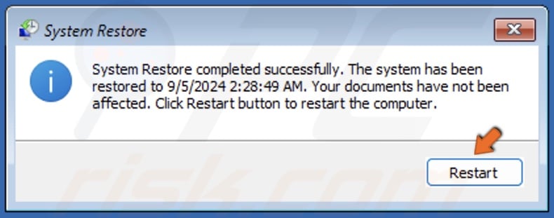 Click Restart