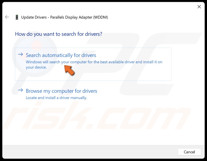 Select Search automatically for drivers