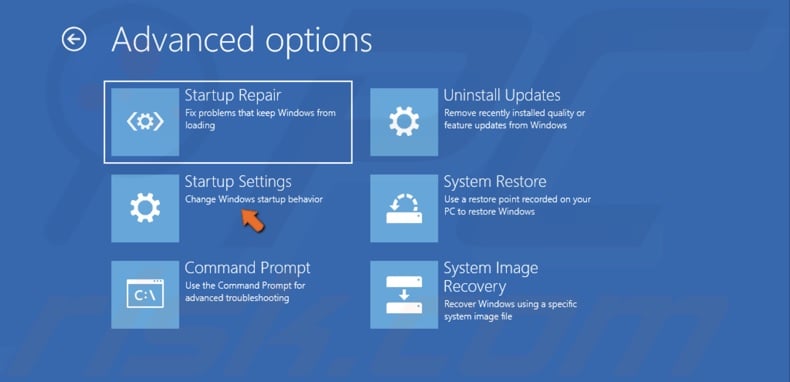 Select Startup Settings