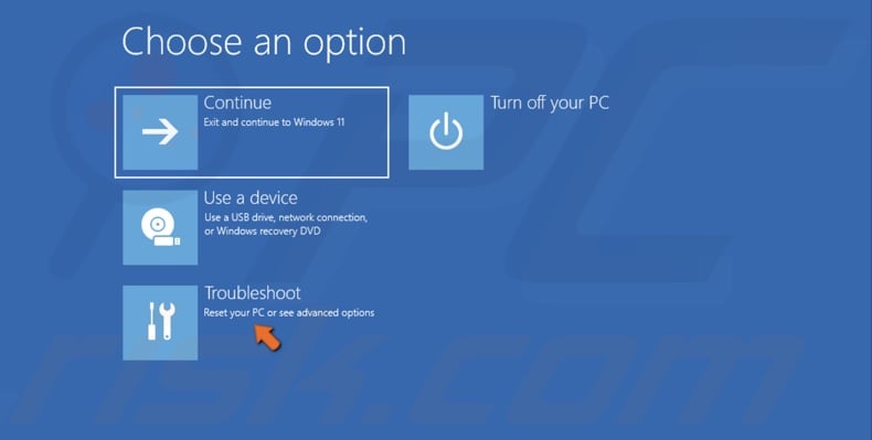 Select Troubleshoot