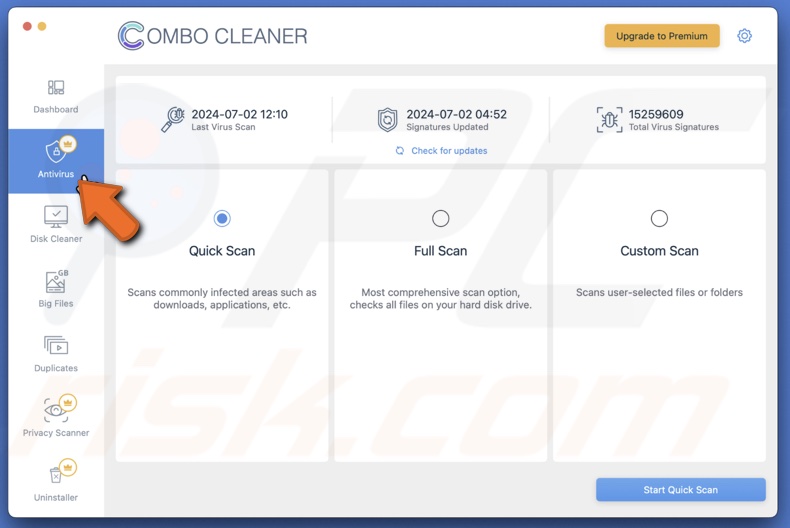 Scan Mac for Malware with Combo Cleaner