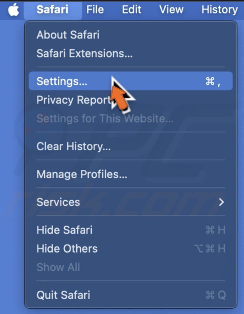 Go to Safari settings