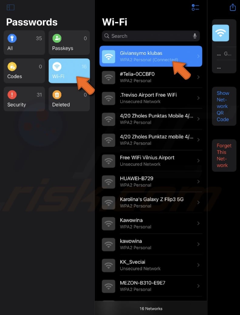 Select Wi-Fi and your network