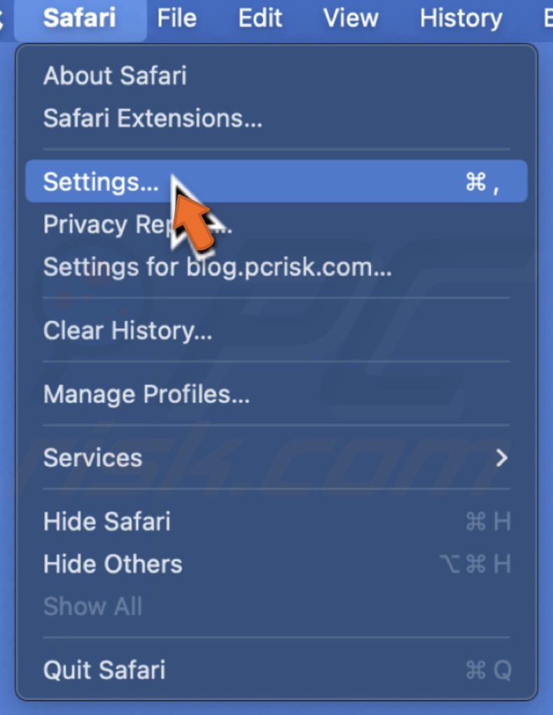 Go to Safari settings