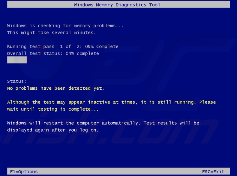 Windows Memory Diagnostics scan