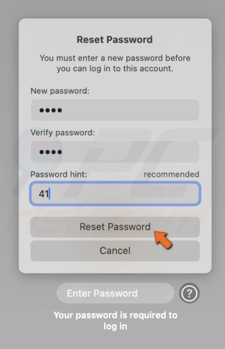 Reset password with Recovery key