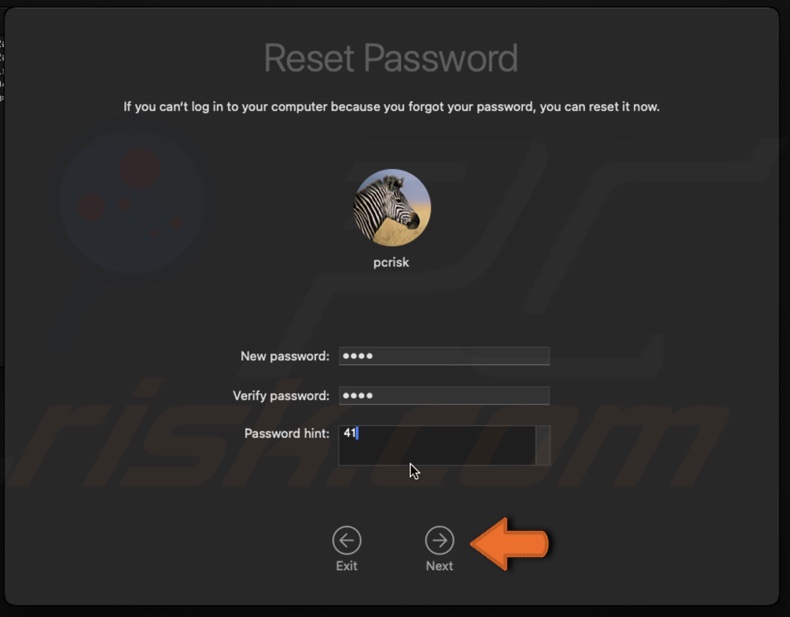 Reset Mac password in Recovery