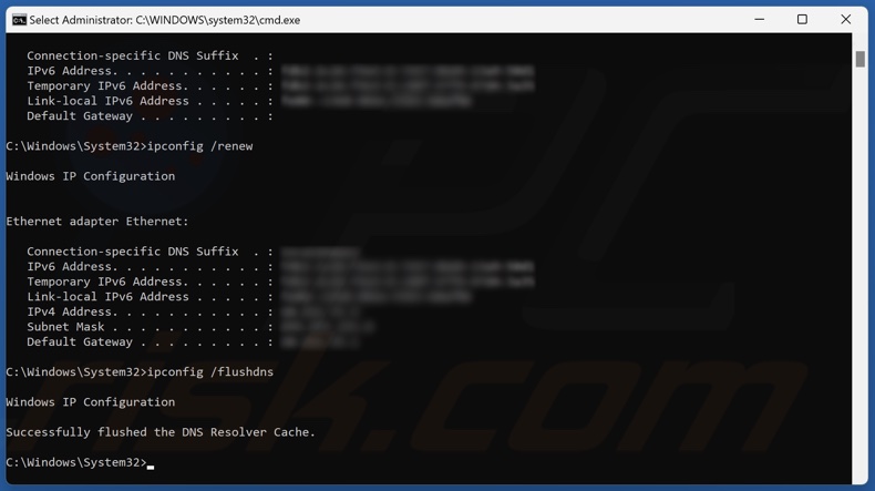 Run ipconfig /flushdns command