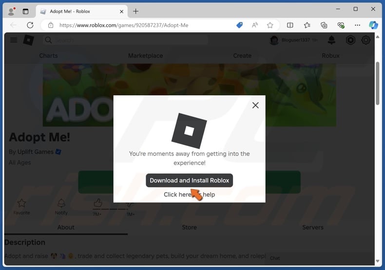 Click Download and Install Roblox