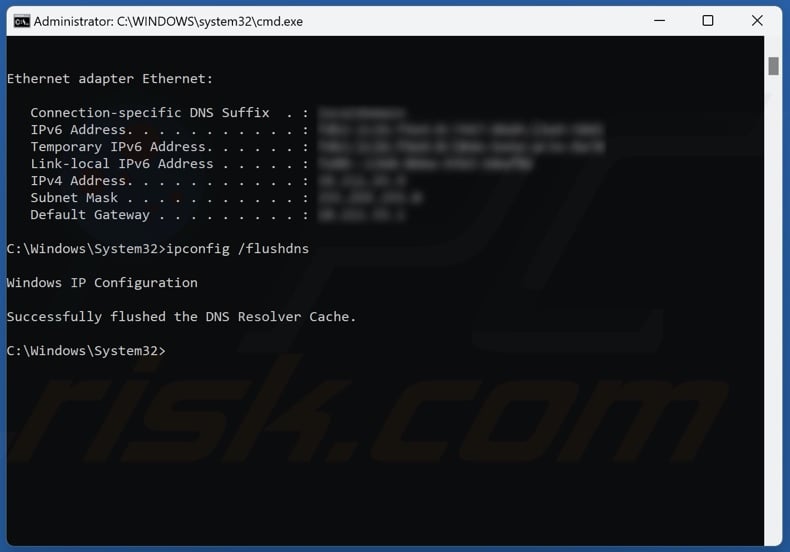 Run ipconfig /flushdns command