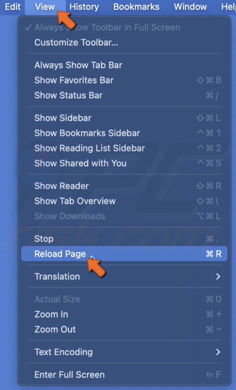 Reload Safari Page