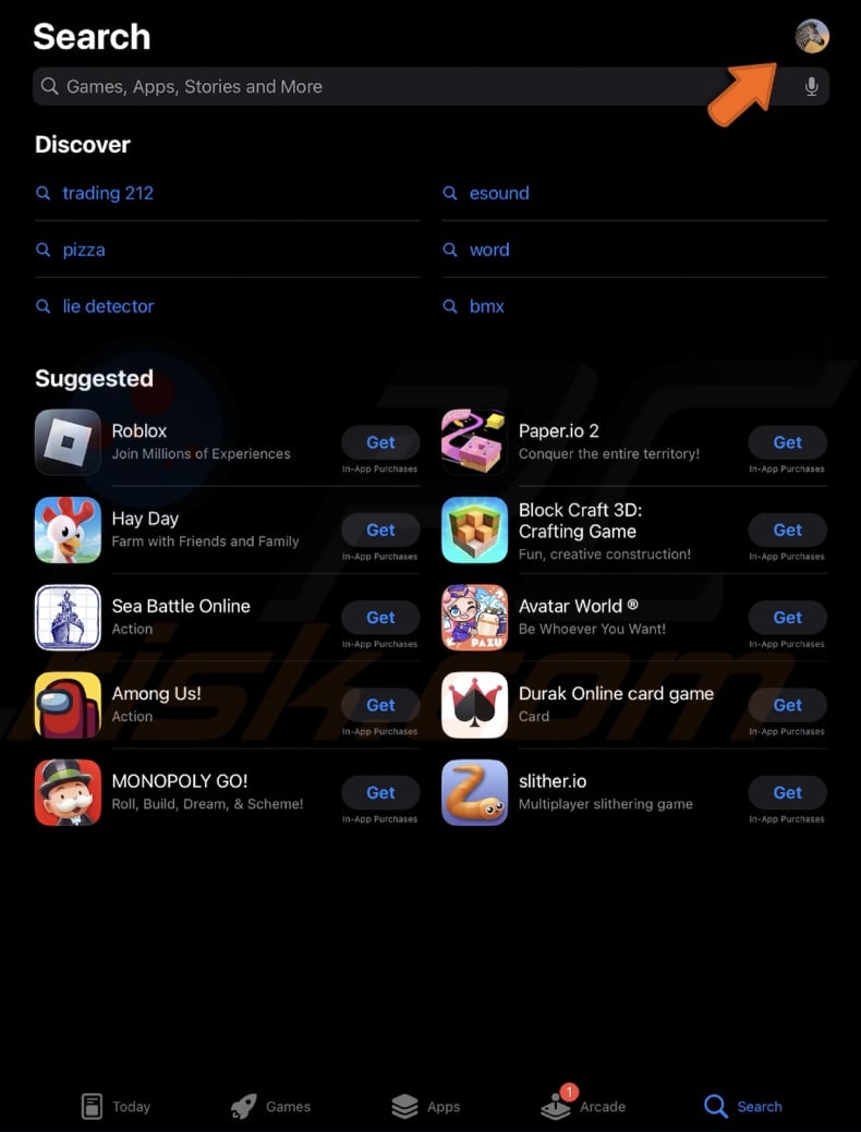 Go to App Store profile