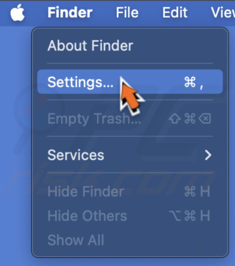Go to Finder settings