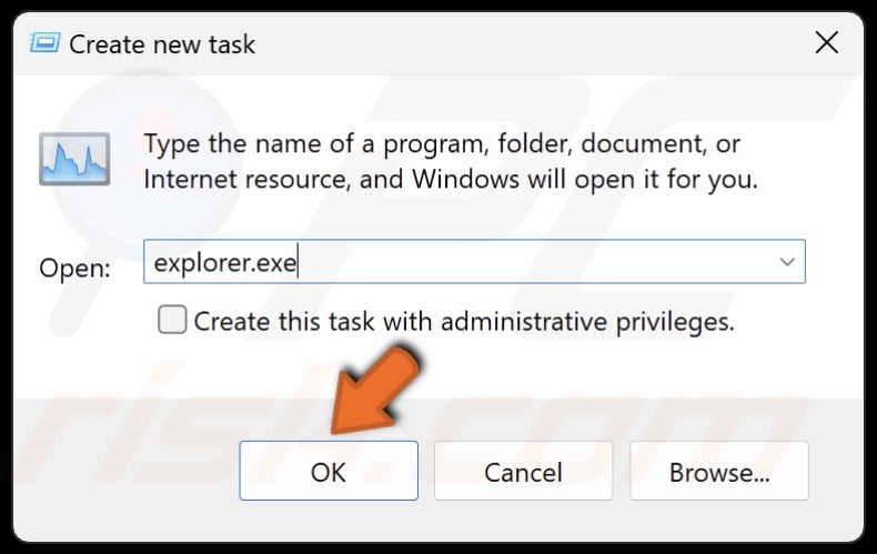 Type Explorer.exe and click OK