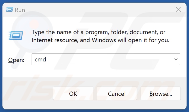 Type CMD in the Run dialog and open Command Prompt as an administrator