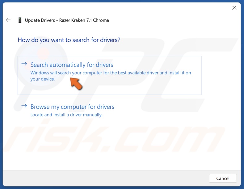 Click Search automatically for drivers