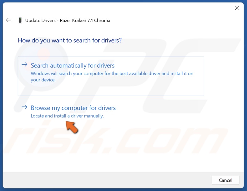 Select Browse my computer for drivers