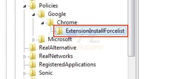 ExtensionInstallForecelist in registry editor