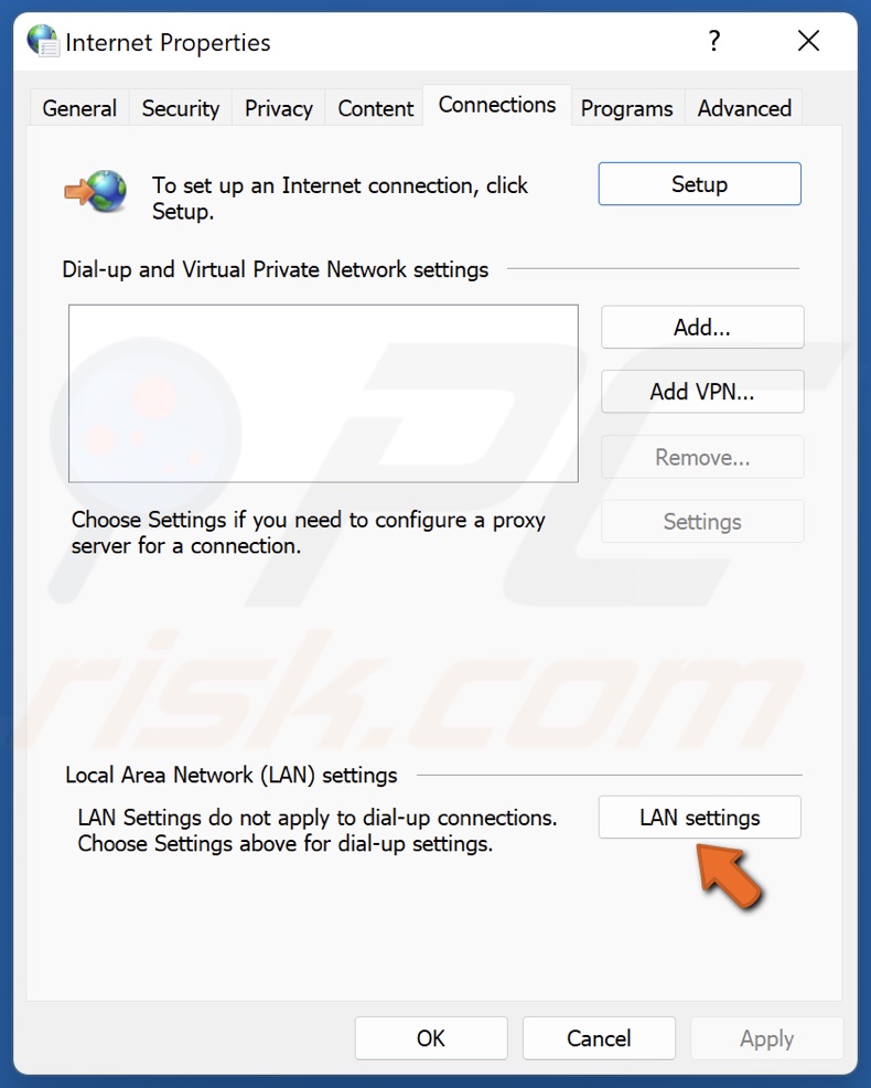 Click LAN settings