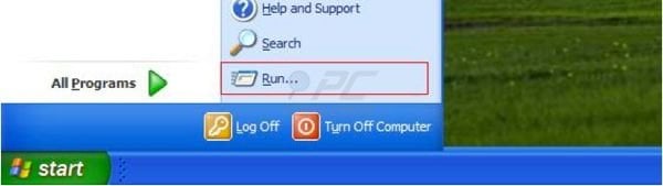 Start, run in Windows XP