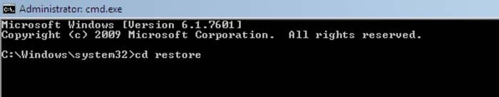 system restore using command prompt type cd restore