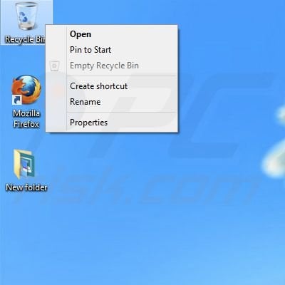 Windows 8 Recycle Bin properties