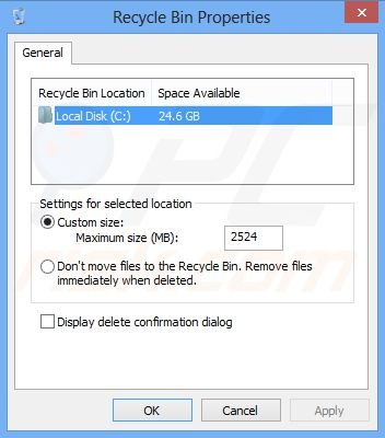 Windows 8 enabling file removal confirmation dialog step 1