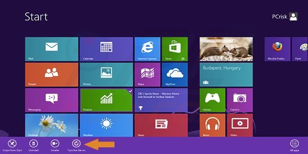 Windows 8 Enabling or Disabling Start Menu Live Tiles