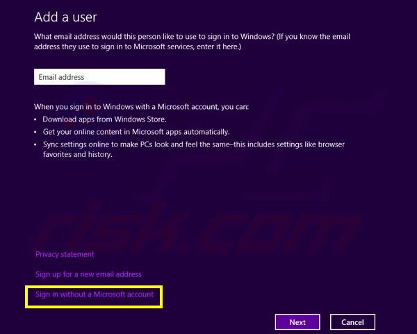 How to add user account in Windows 8 step 3