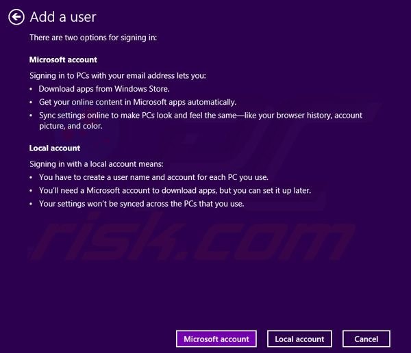 How to add user account in Windows 8 step 4