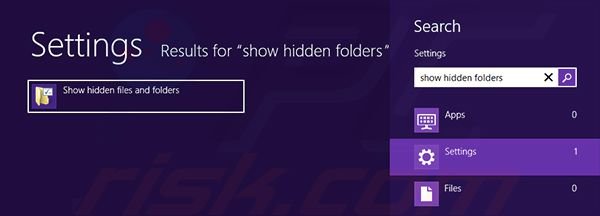 Windows 8 viewing hidden files and folders step 3