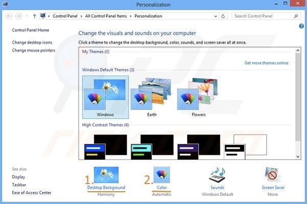 Changing windows border size and color in Windows 8 step 1