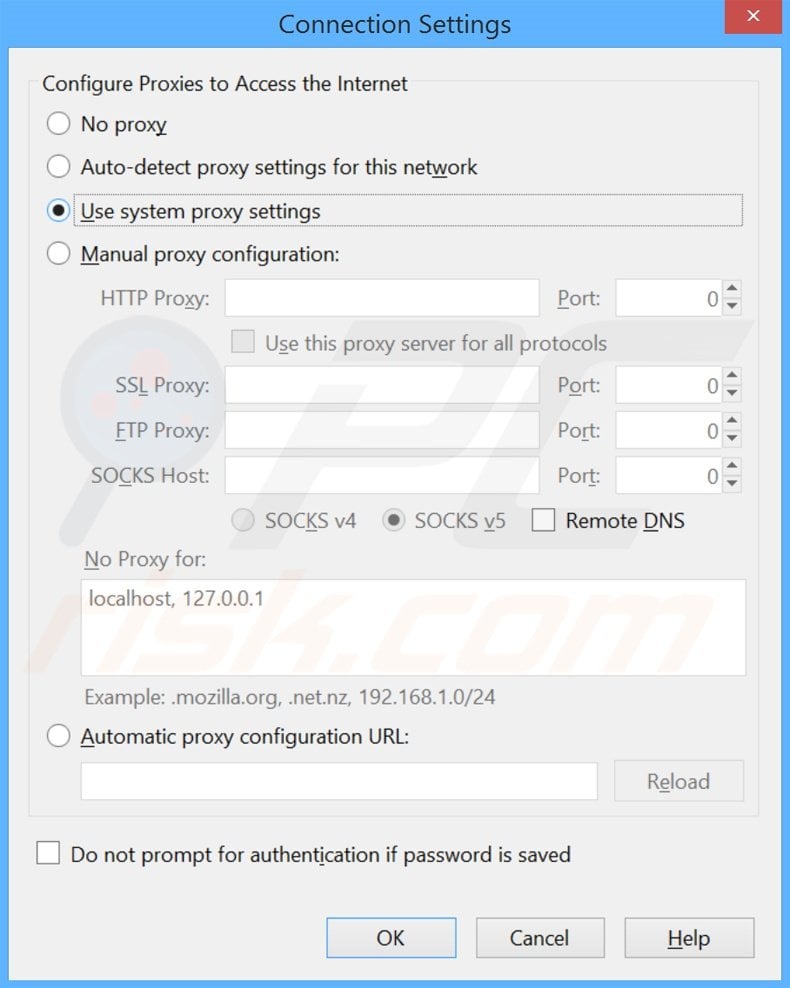 Removing The proxy server is not responding ads from Mozilla Firefox step 2