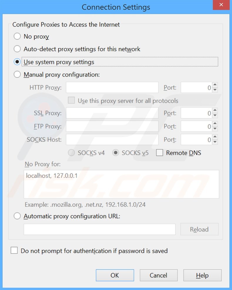 Removing The proxy server is not responding ads from Mozilla Firefox step 2