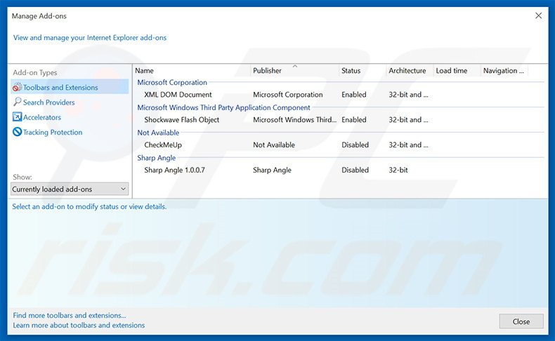 Removing deceptive browser plug-ins from Internet Explorer step 2