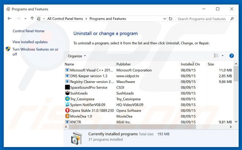 WINDOWS VIRUS WARNING! Identity Theft and Hacking Possibilities adware uninstall via Control Panel