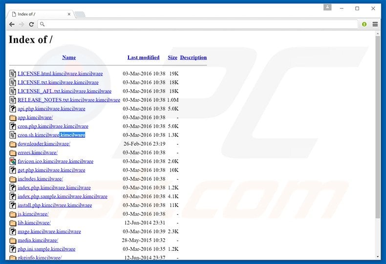 Web server infected by KimcilWare