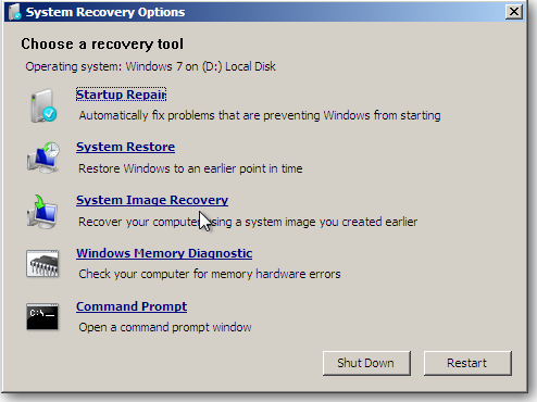 system recovery cd options